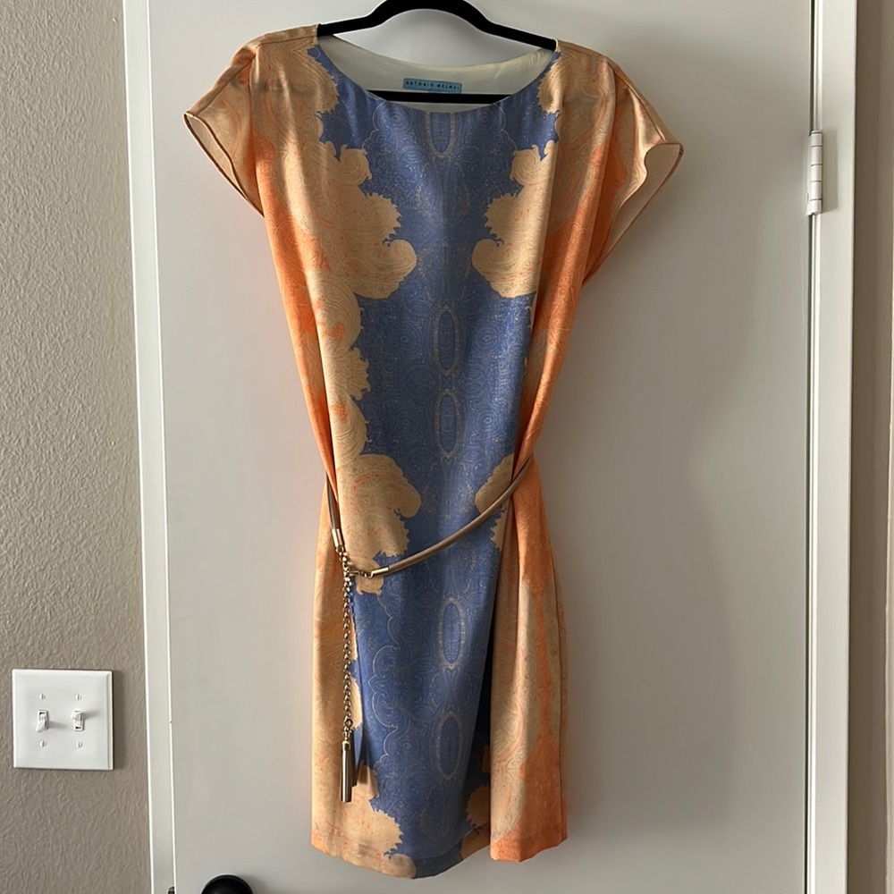 Antonio Melani Belted Orange Periwinkle Dress